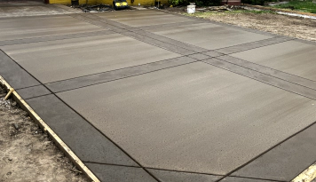 concrete driveway with lines
